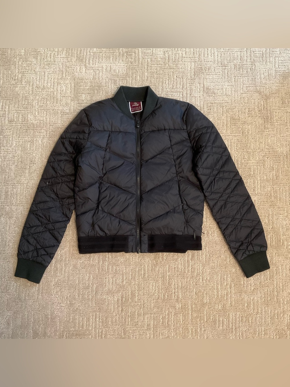 MPG Sport Women Quilted Down Feather Bomber Jacket Black S Minimalist Classic